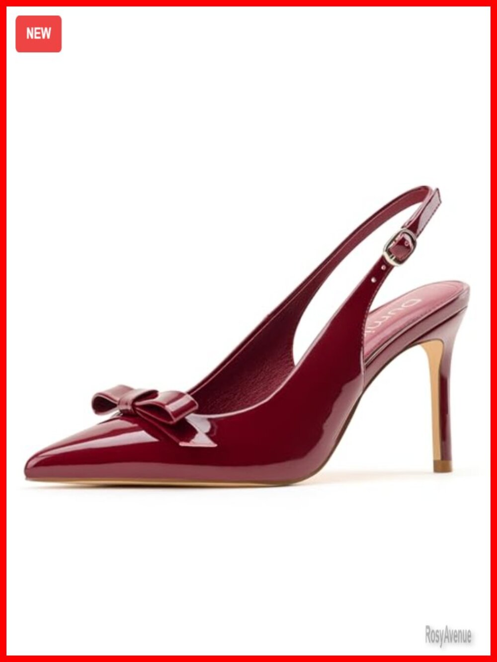 Women's Slingback Stiletto Heels Pointed Toe Bow Pumps Faux Leather